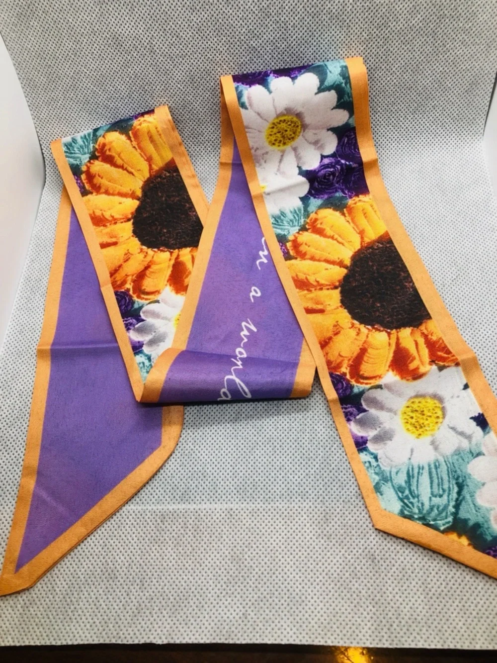 Floral Sunflower Purple Skinny Scarf Wrap